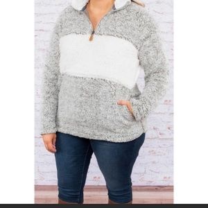 NEW chic soul Sherpa quarter zip 3X